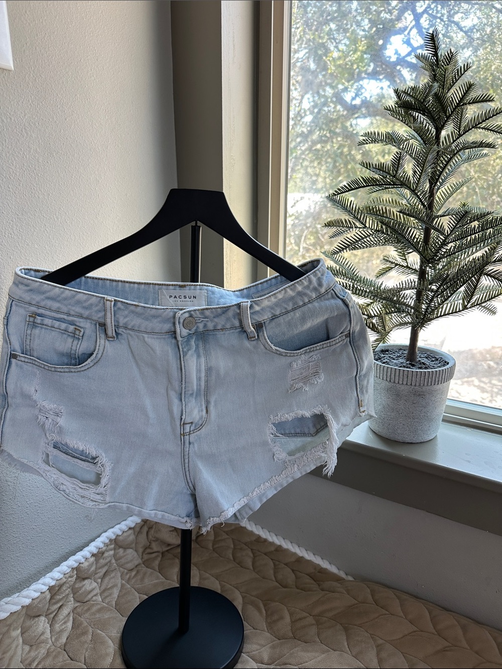 PacSun Light Wash Distressed Denim Shorts
